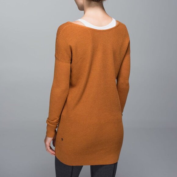 Lululemon The Sweater Life Heathered Spicy Pumpkin Cashmere Sweater Size M - Picture 1 of 7